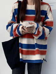 Vintage Striped Pullover Sweatshirt Sweatshirts & Hoodies L