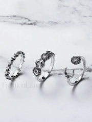 Vintage Sun Moon Star Ring Set Silver / ONE SIZE Rings