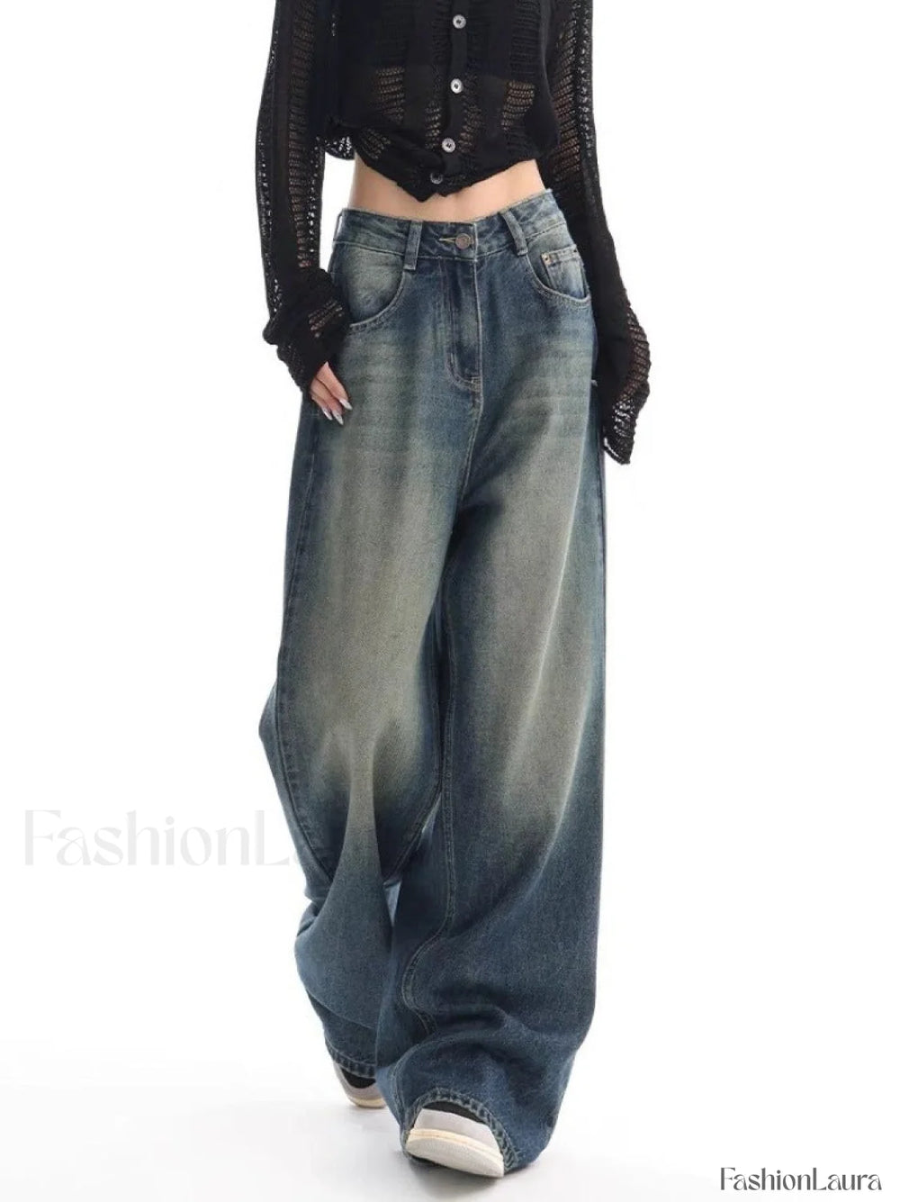 Vintage Wash 90’s Trendy Baggy Boyfriend Jeans Blue / L women clothing