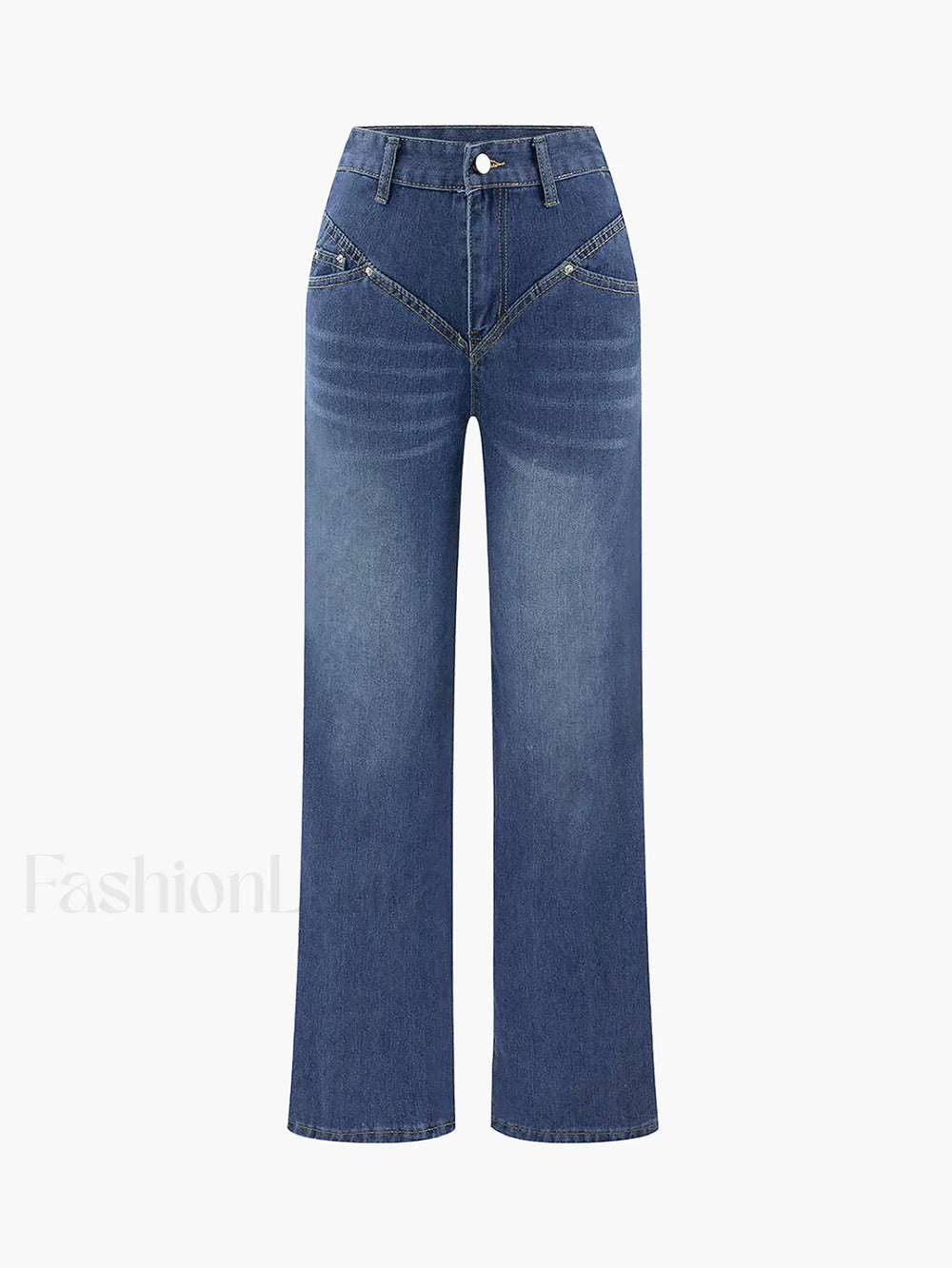 Vintage Wash Denim Trendy Straight Leg Jeans Jeans