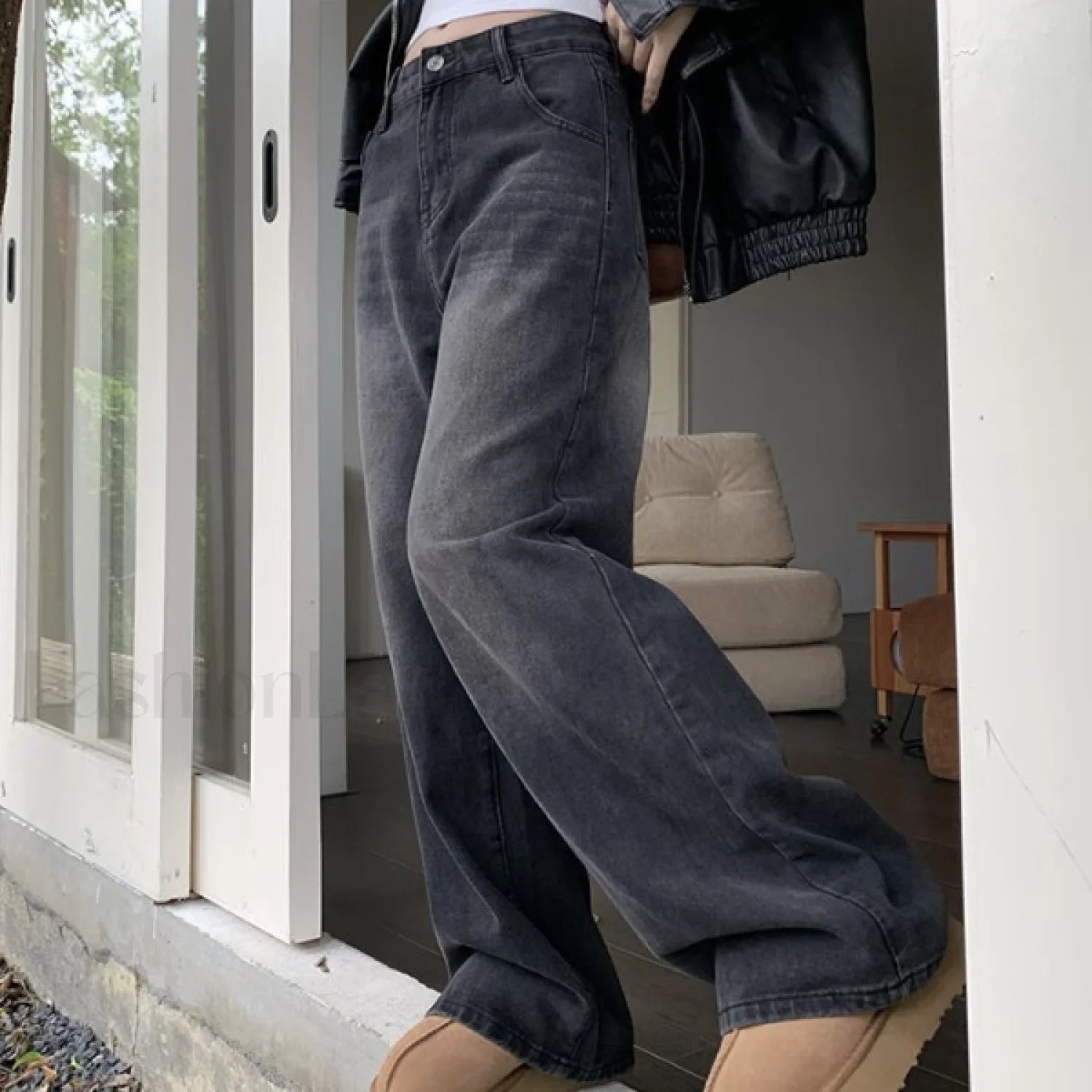 Vintage Wash Graceful Baggy Boyfriend Jeans Picture Color / L women clothing Main image
