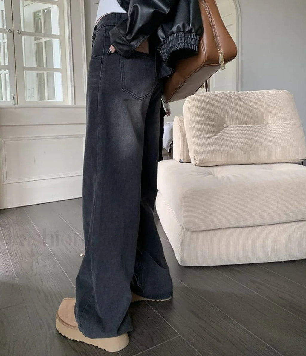 Vintage Wash Graceful Baggy Boyfriend Jeans women clothing