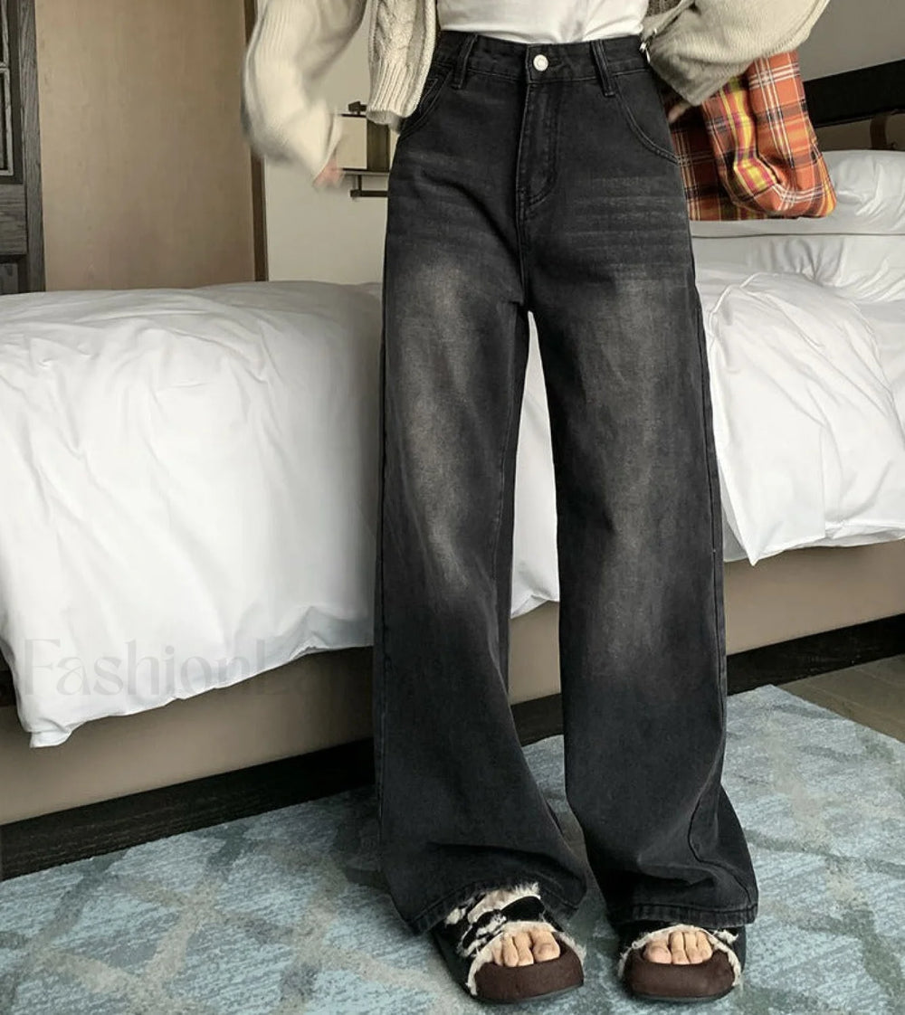 Vintage Wash Graceful Baggy Boyfriend Jeans women clothing