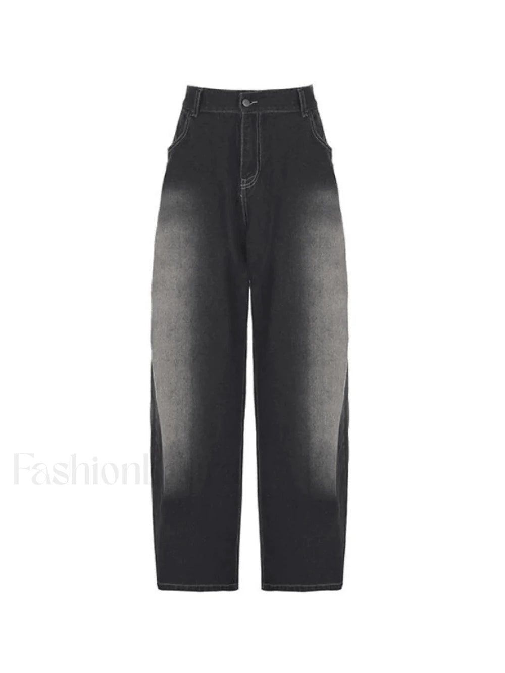 Washed Contrast Waist Pleated Relaxed Leg Boyfriend Jeans Jeans