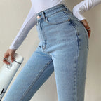 Washed High Waist Trendy Slim Flare Jeans women clothing
