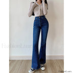Washed High Waist Trendy Slim Flare Jeans women clothing
