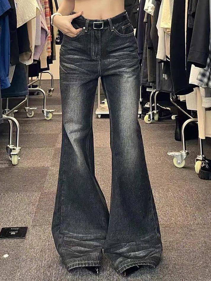 Washed Low Waist Flare Jeans Jeans