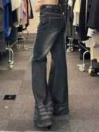 Washed Low Waist Flare Jeans Jeans