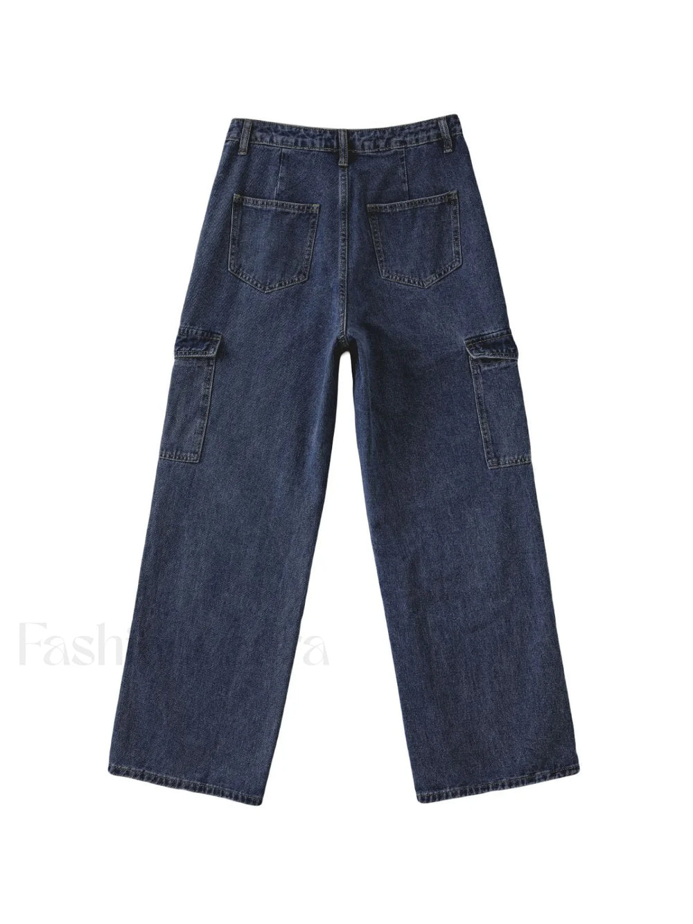 Washed Mid Waist Pocket Cargo Jeans Cargo Jeans
