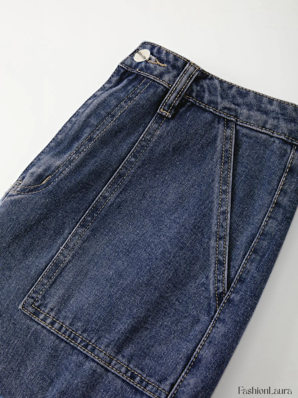 Washed Mid Waist Pocket Cargo Jeans Cargo Jeans