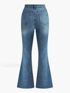Washed Slim Draped Denim Pants Jeans