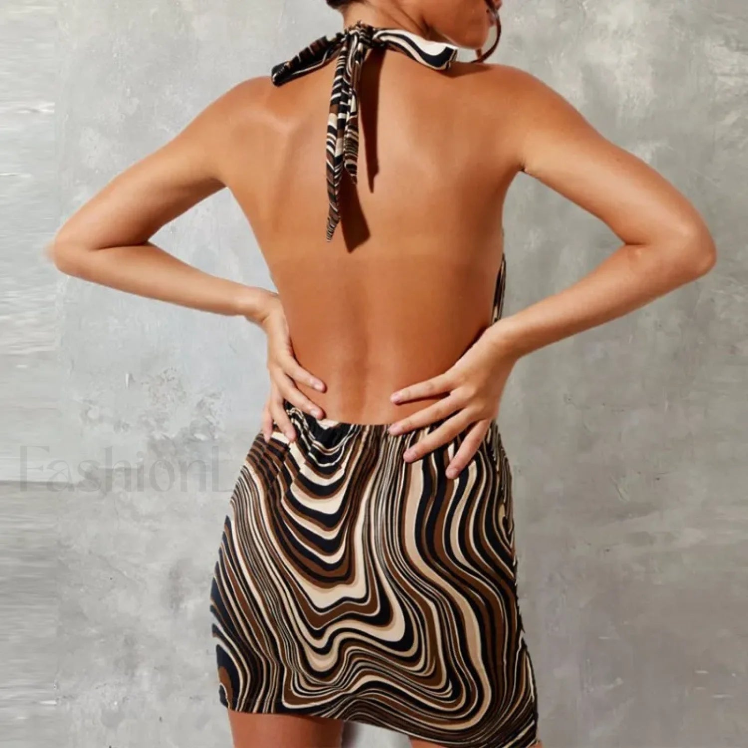 Wave Print Halter Mini Dress Main image