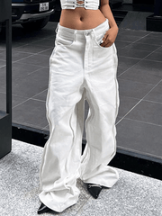Wavy Side Relaxed Boyfriend Jeans Jeans