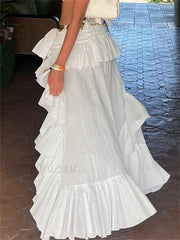 White 90s Grunge Asymmetric Skirt