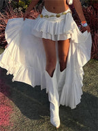 White 90s Grunge Asymmetric Skirt WHITE / S