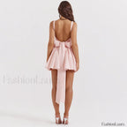 White Big Bow A Line Mini Dress