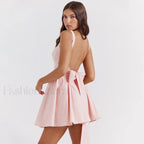 White Big Bow A Line Mini Dress