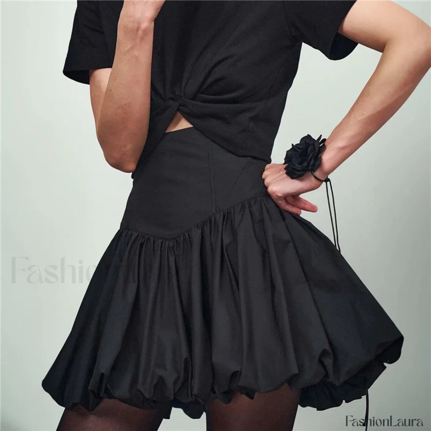White Bubble Hem Mini Skirt