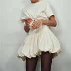 White Bubble Hem Mini Skirt