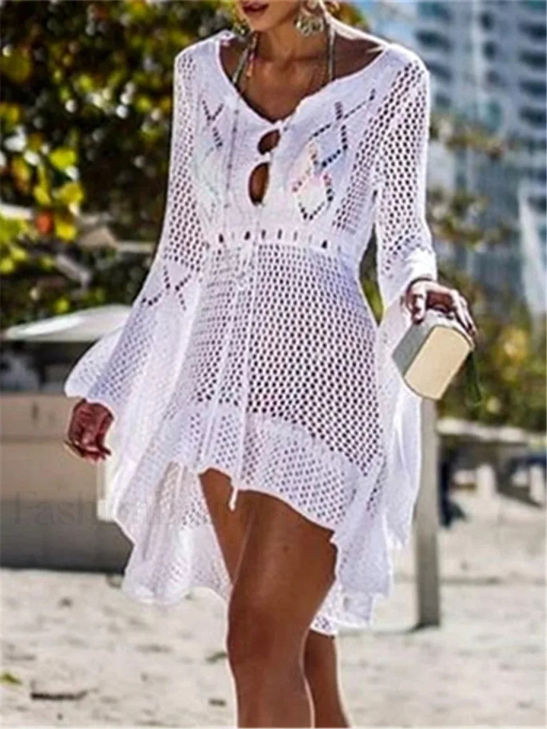 White Crochet Wrap Cover Up Secondary image