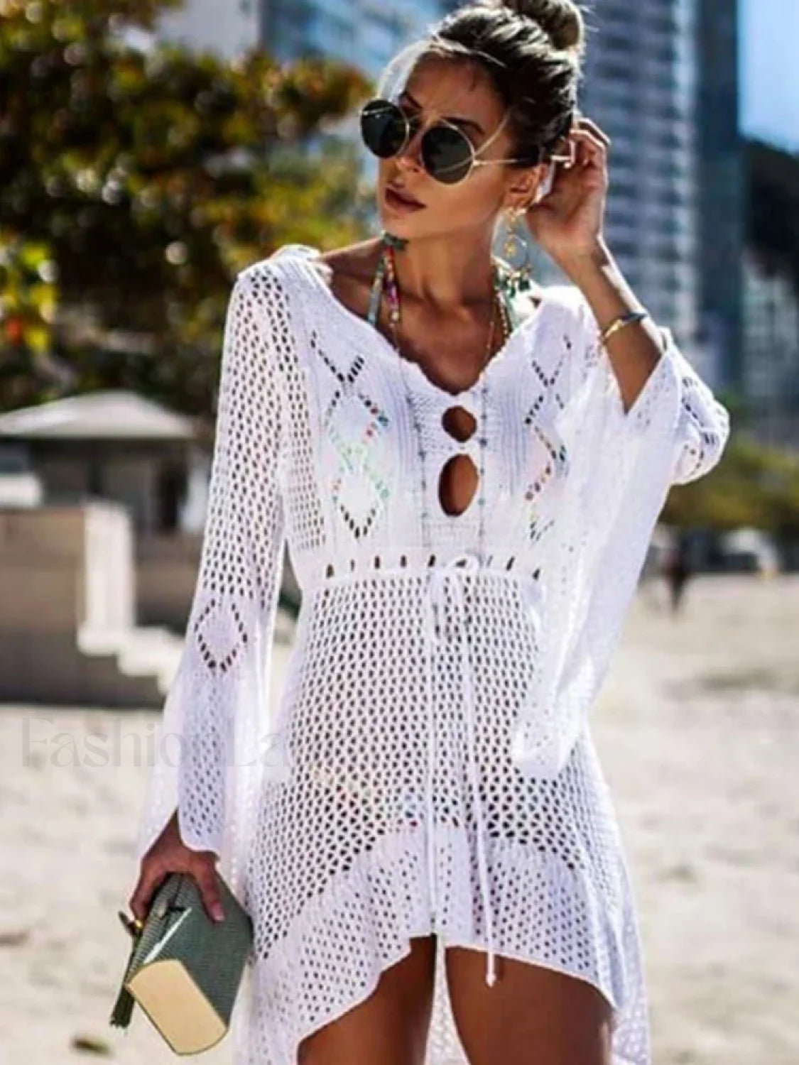 White Crochet Wrap Cover Up Main image