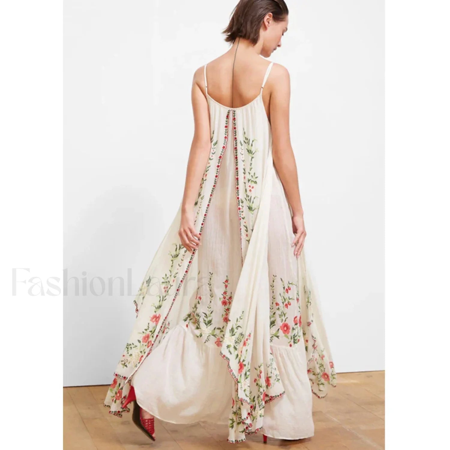 White Floral Embroidered Boho Dress Secondary image