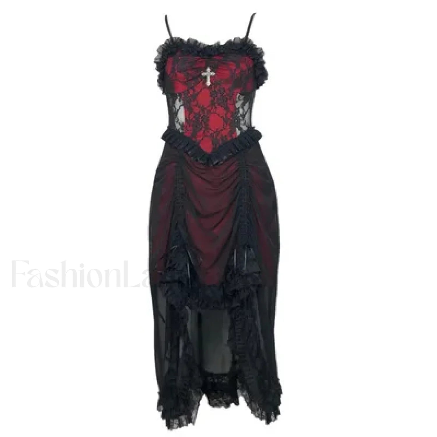 White Gothic Rope Lace Flying Sleeve Stiletto Strap Asymmetric Light Lolita Summer Party Evening black no sleeve / S