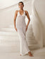 White Knitted See through V Neck Backless Cover ups WHITE / S