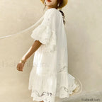 White Lace Pullover Boho Dress