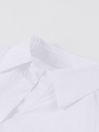 White Ruched Cropped Long Sleeve Blouse Tops&Tees