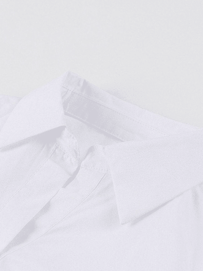 White Ruched Cropped Long Sleeve Blouse Tops&Tees