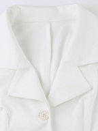 White Sleeveless Button Front Blouse Tops&Tees