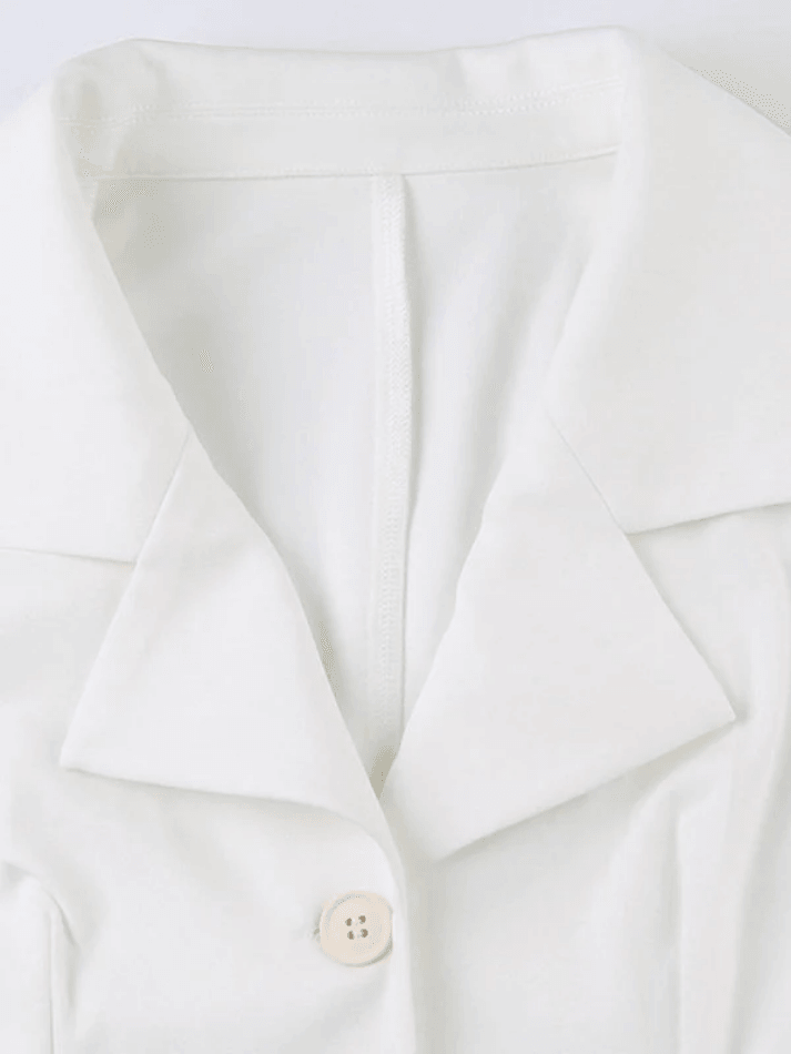 White Sleeveless Button Front Blouse Tops&Tees