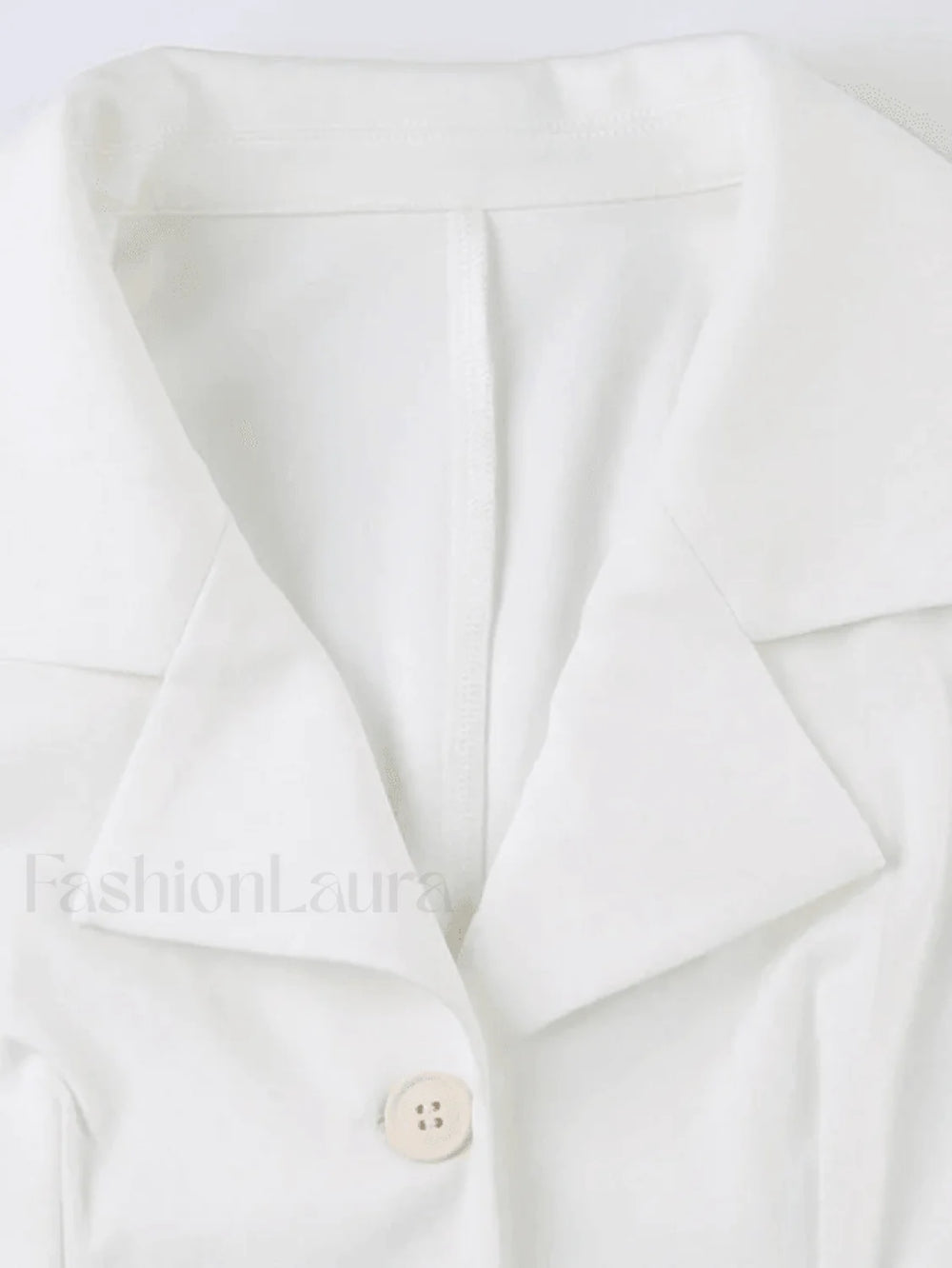 White Sleeveless Button Front Blouse Tops&Tees