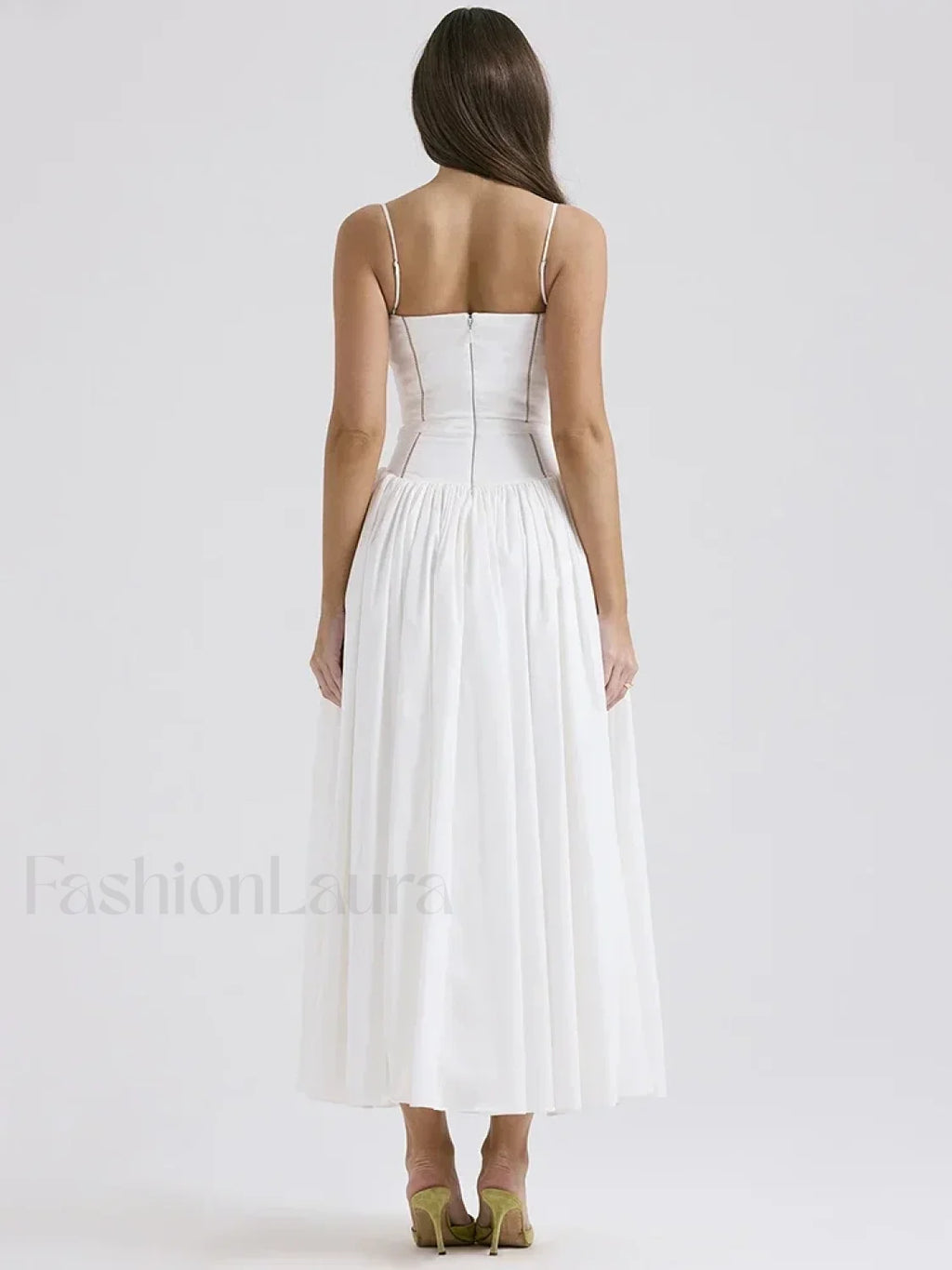 White Spaghetti Strap Midi Dress