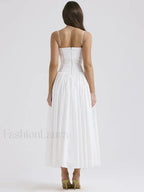 White Spaghetti Strap Midi Dress