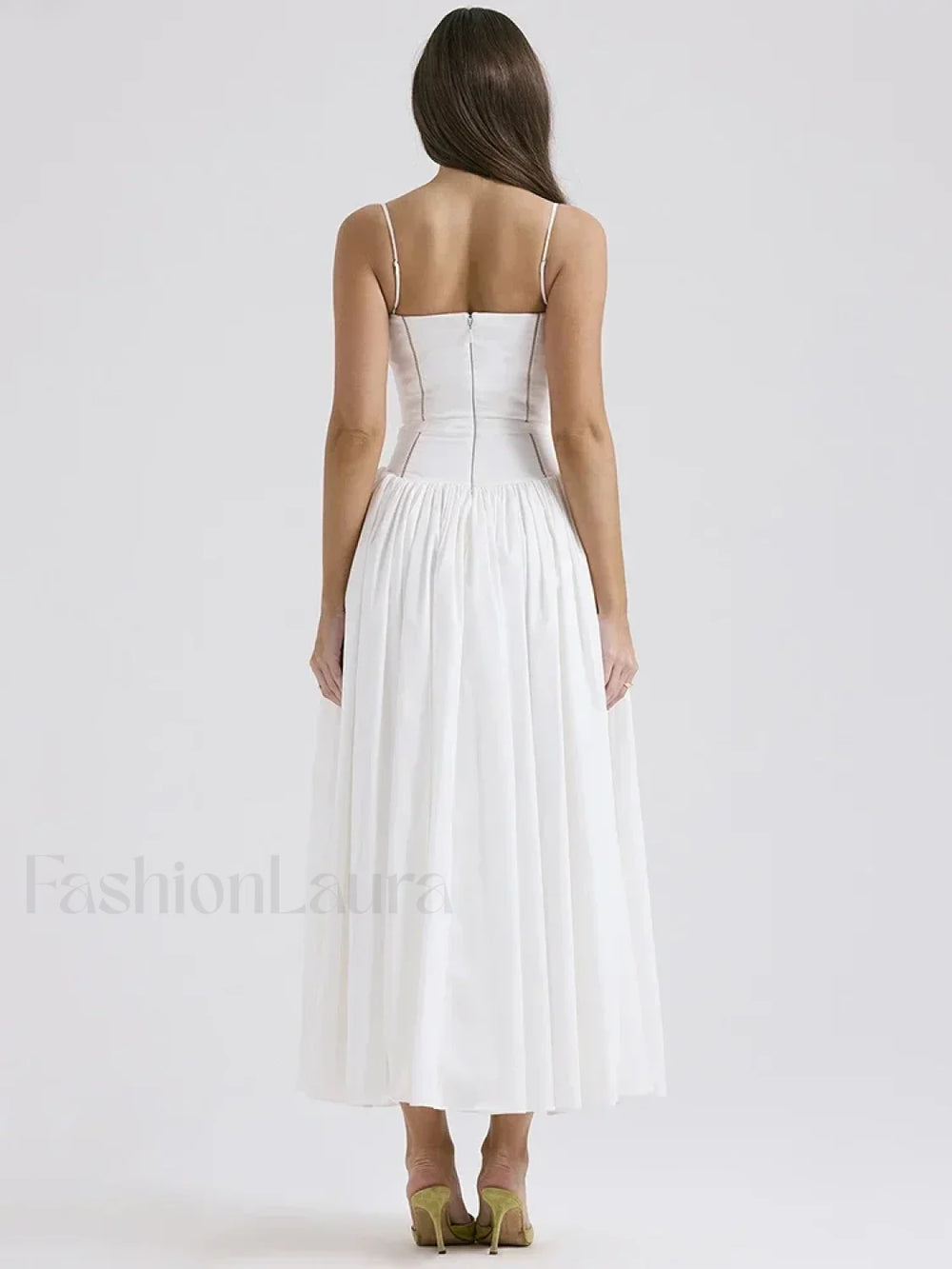 White Spaghetti Strap Midi Dress