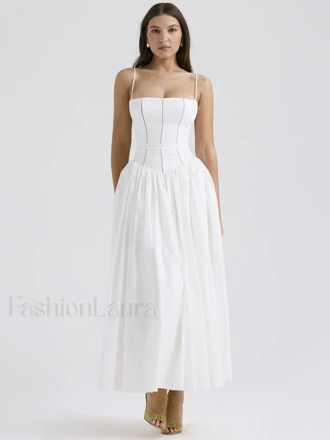 White Spaghetti-Strap Midi Dress Secondary image