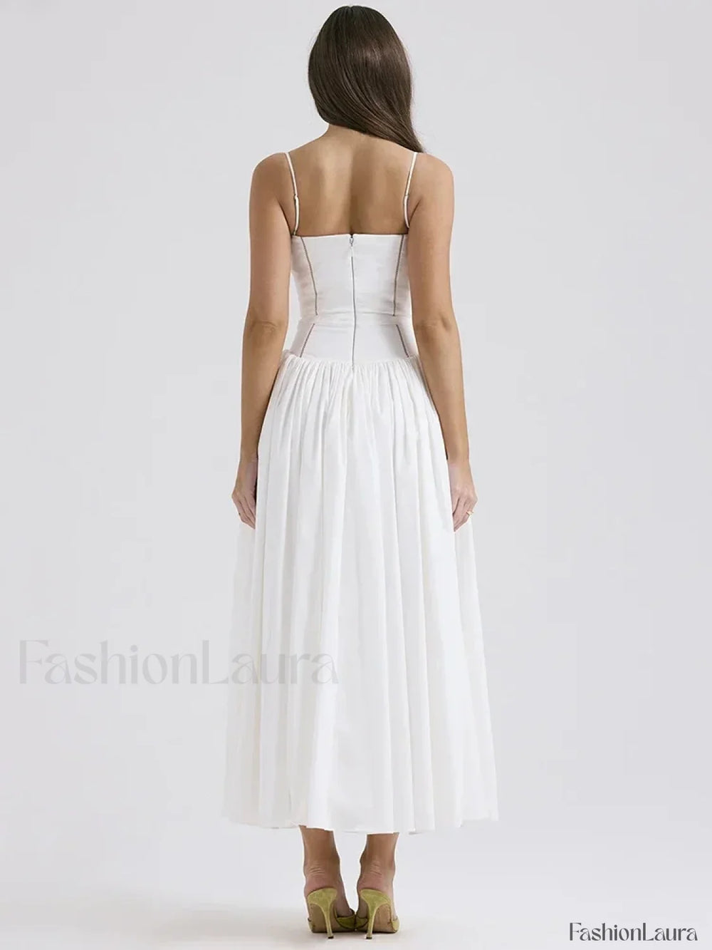 White Spaghetti Strap Midi Dress