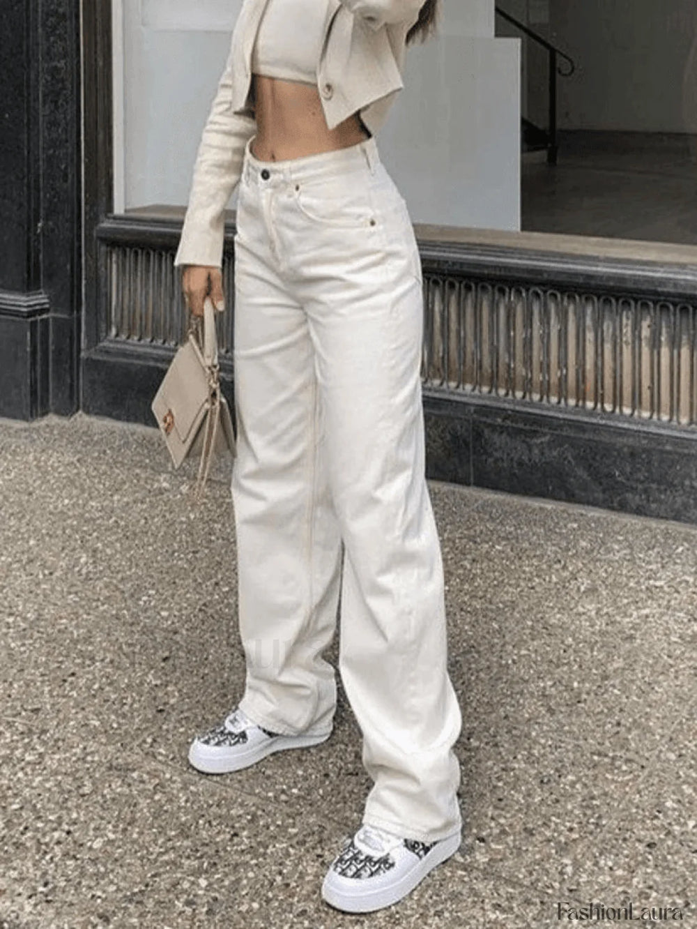 White Washed Boyfriend Jeans White / S Jeans