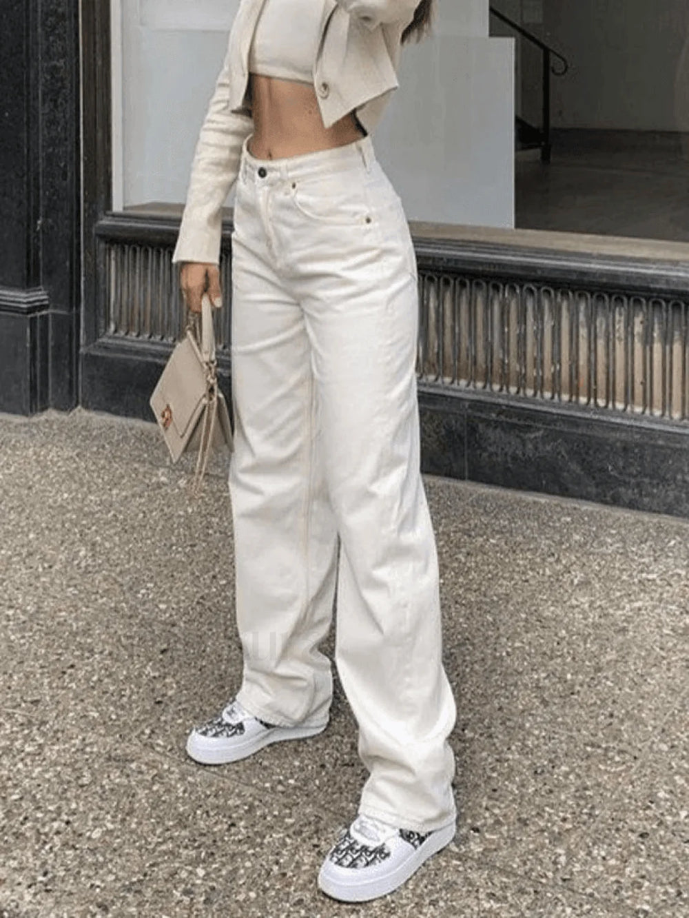 White Washed Boyfriend Jeans White / S Jeans