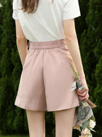 Wide Leg Straight Pink High Elastic Waist Short