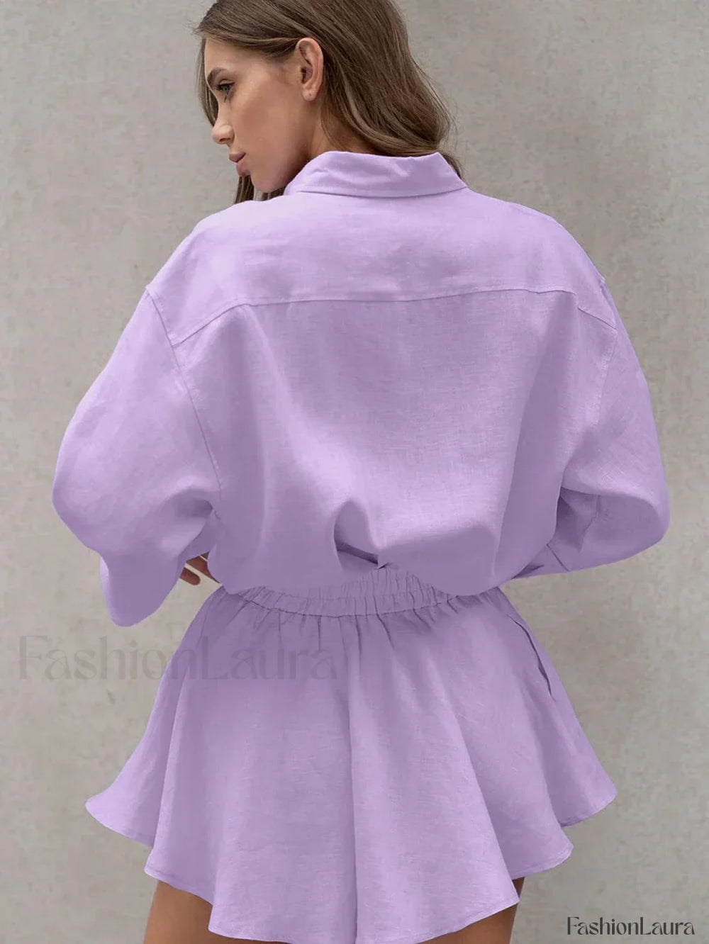 Winter Long Sleeve Shorts Two Piece Set