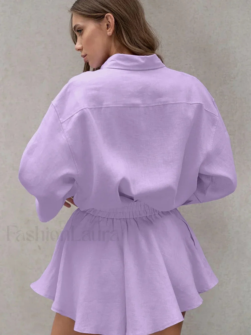 Winter Long Sleeve Shorts Two Piece Set