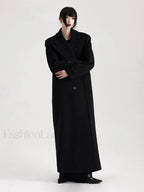 Lautaro Winter Luxury Extra Long Black Warm Soft Wool & Blends Overcoats