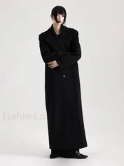 Lautaro Winter Luxury Extra Long Black Warm Soft Wool & Blends Overcoats