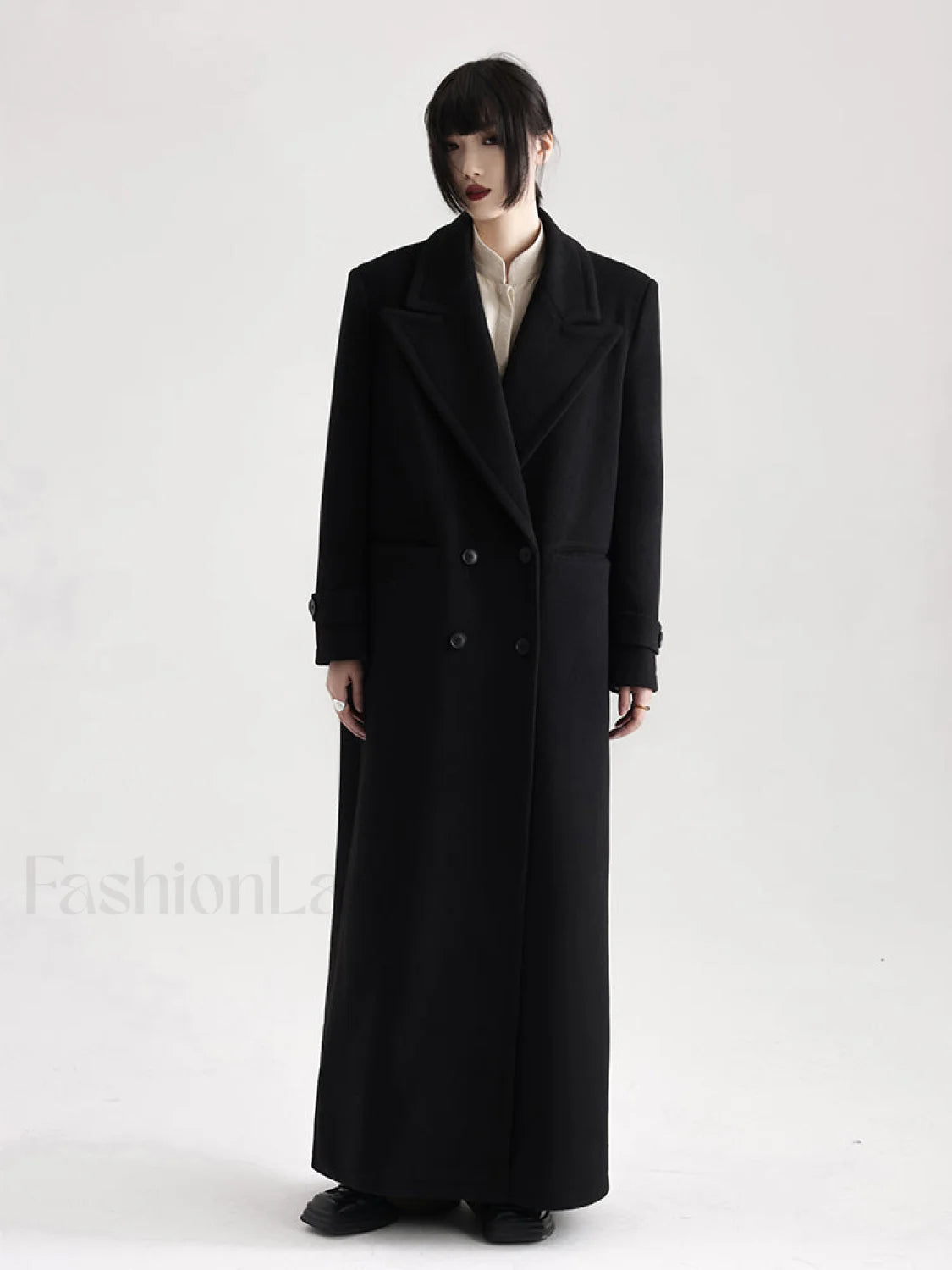 Lautaro Winter Luxury Extra Long Black Warm Soft Wool & Blends Overcoats Main image