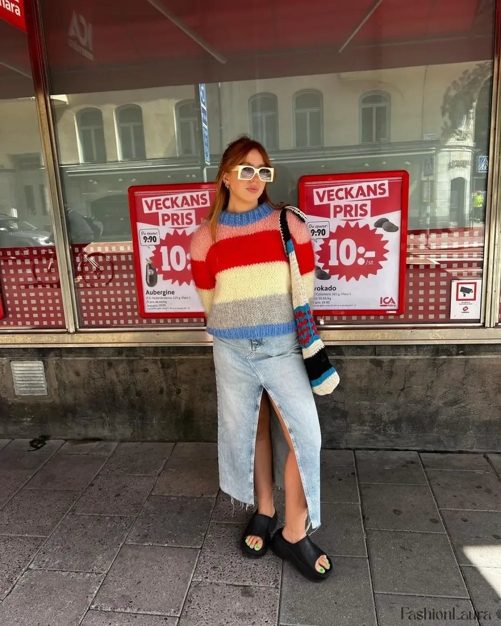 Women Elegant Colorful Striped Knitted Pullover Casual Long Sleeve Loose Sweater Colorful / S Sweaters L