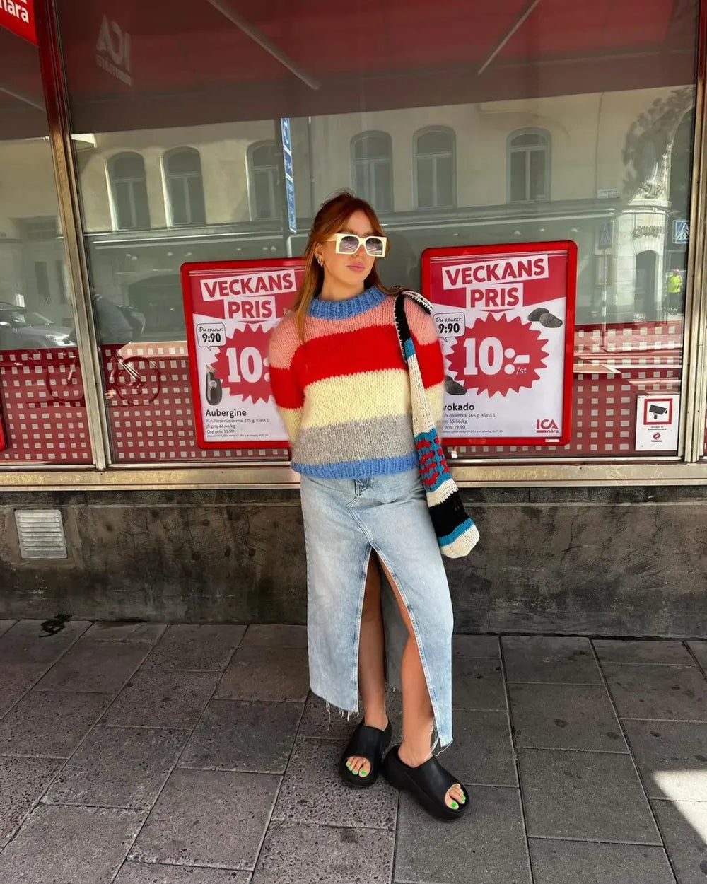 Women Elegant Colorful Striped Knitted Pullover Casual Long Sleeve Loose Sweater Colorful / S Sweaters L