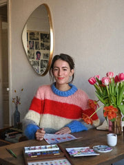 Women Elegant Colorful Striped Knitted Pullover Casual Long Sleeve Loose Sweater Sweaters L